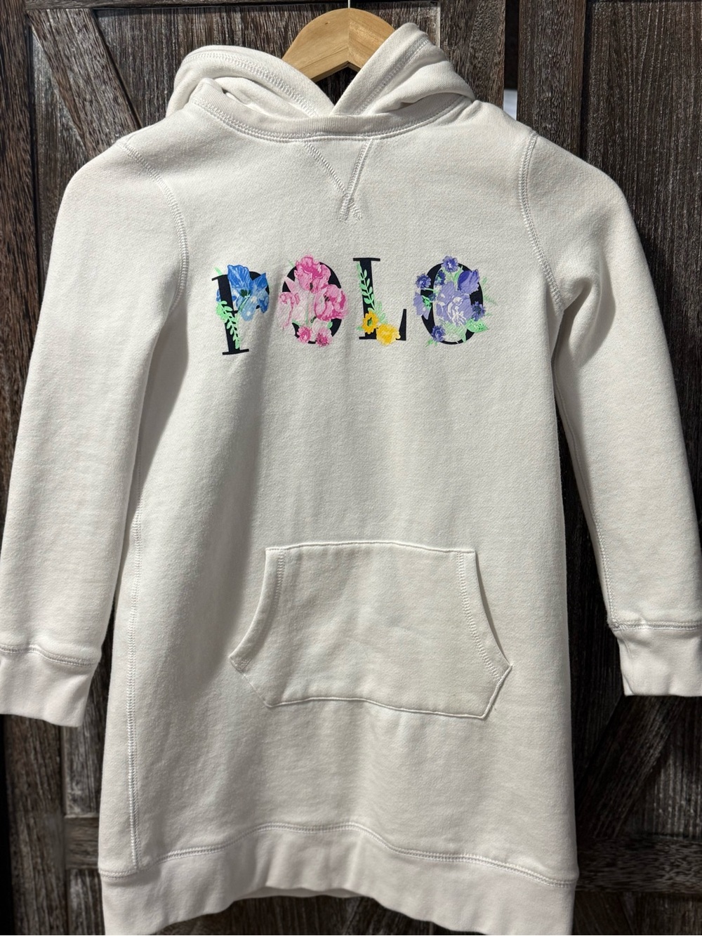 Polo by Ralph Lauren White Kids Floral Logo Hoodie Dress